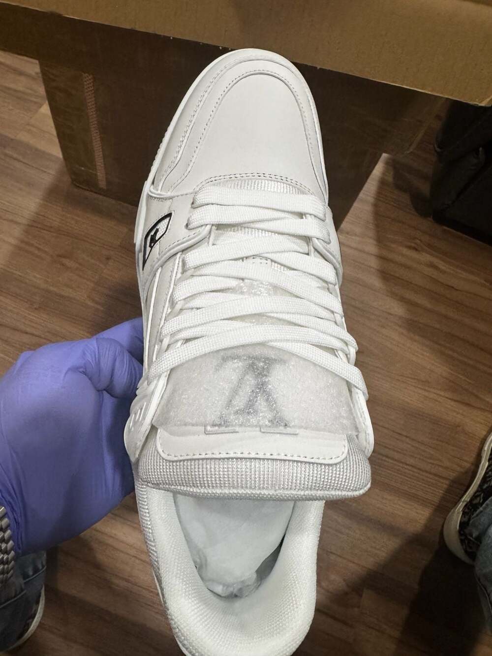 Louis Vuitton LV Trainer White Grained Calf Leather Sneaker